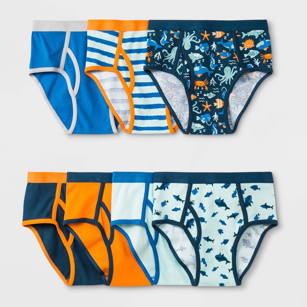Boy S Ocean Prints/Assorted 7 Pack Briefs - X-Large 14 - Bellso